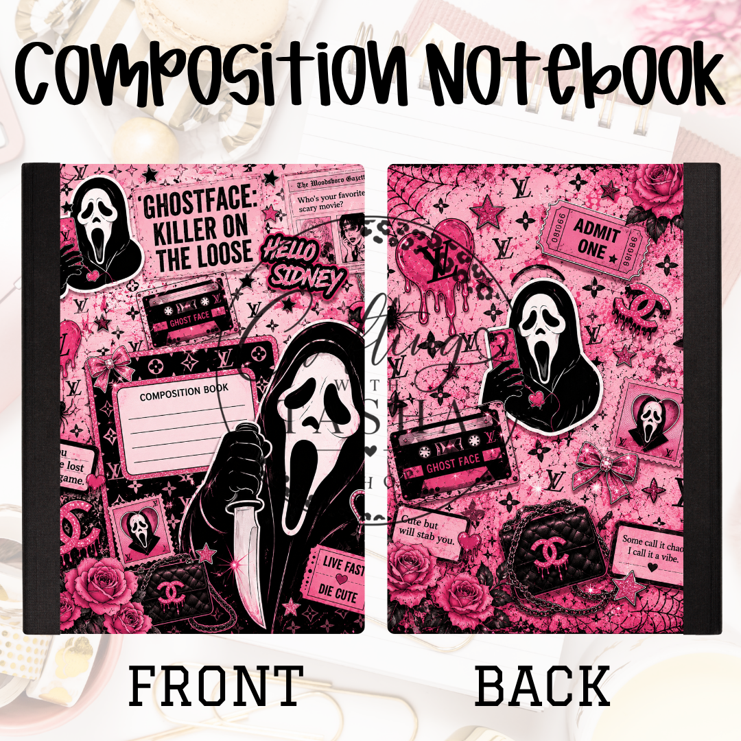 Girly Design Ghost Face Composition Notebook