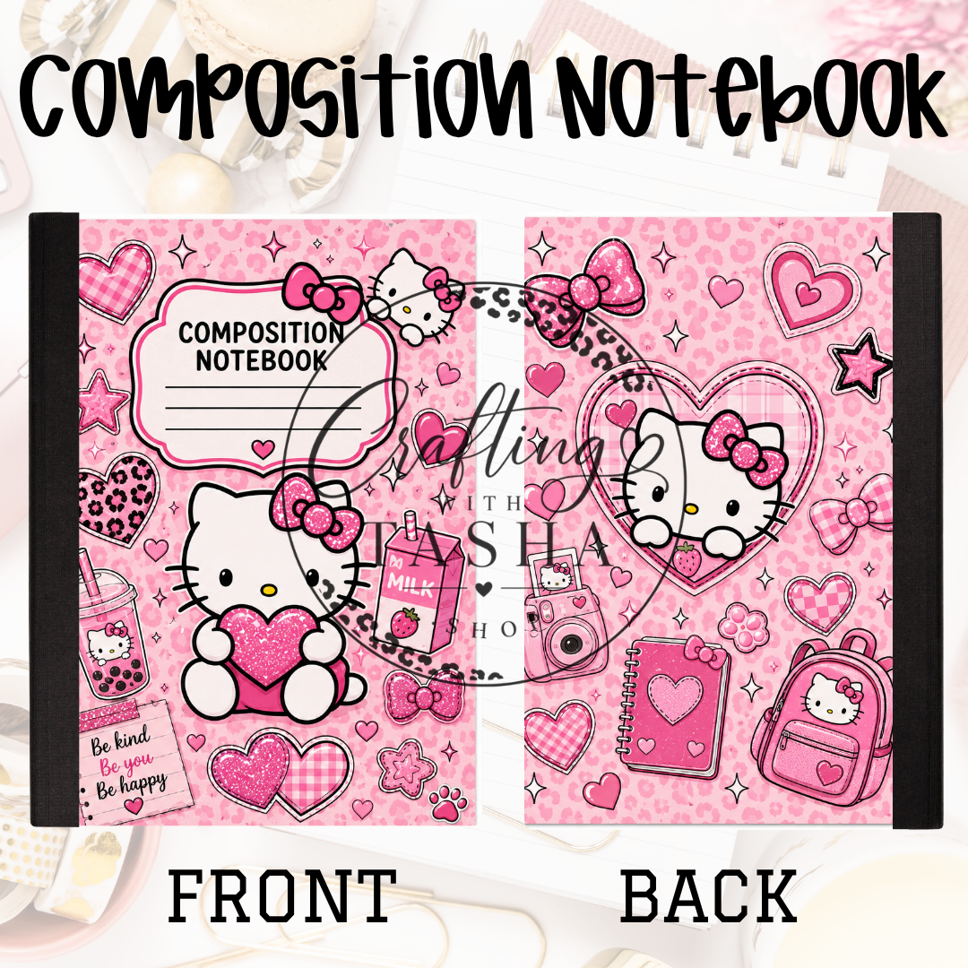 HK Pink Background Composition Notebook
