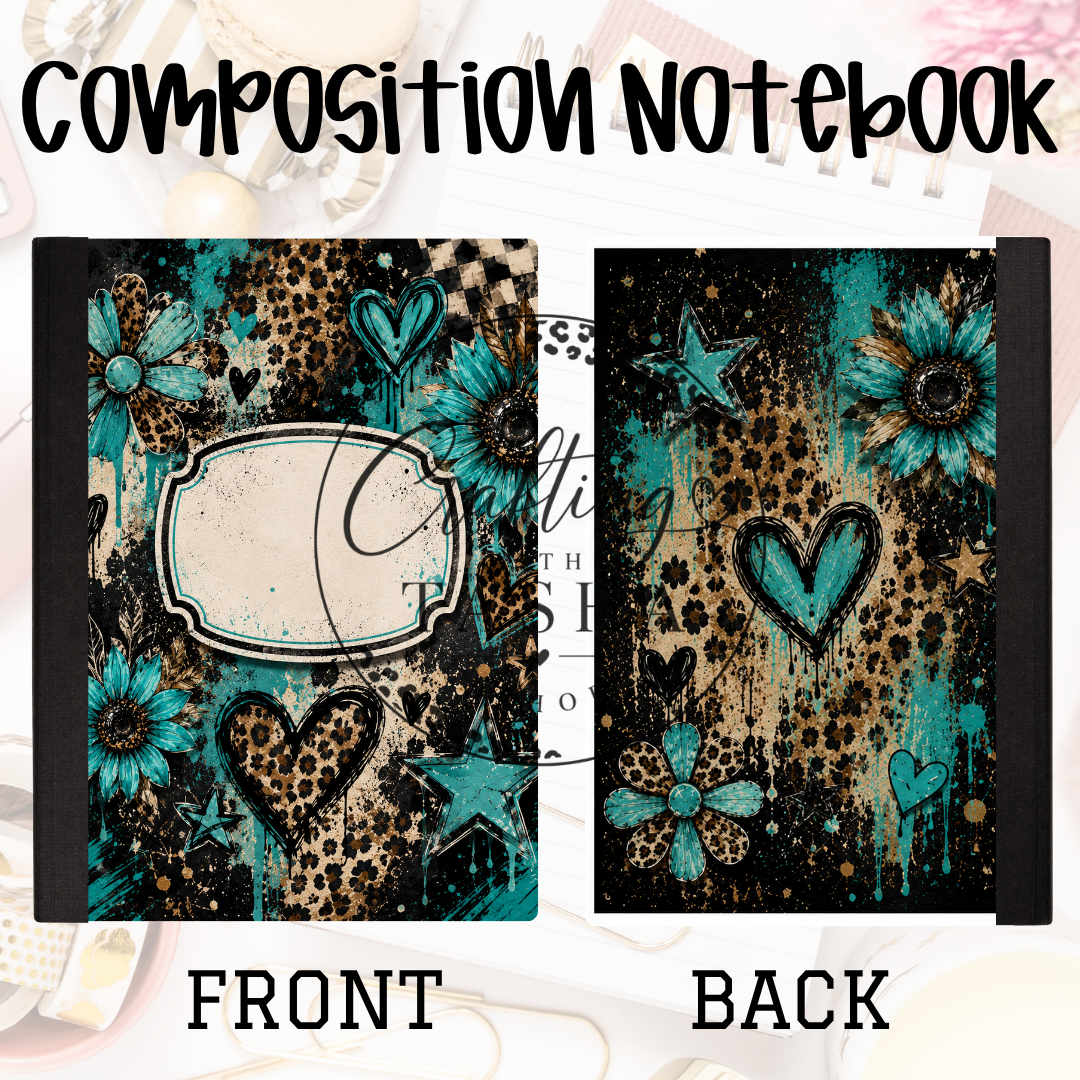 Leopard Heart Flower Composition Notebook