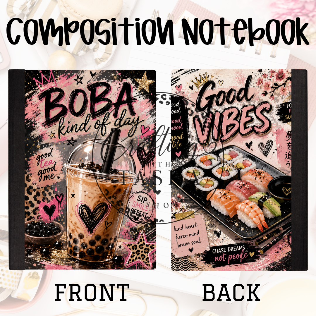 Boba & Sushi Composition Notebook