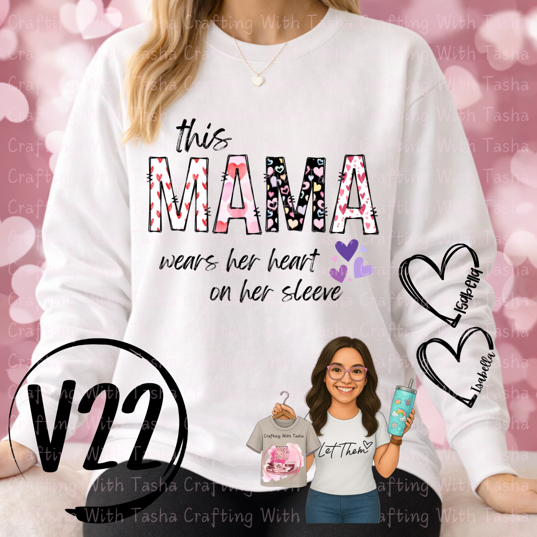 Mama Heart Graphic Sweatshirt | Motherhood Love Shirt | Heart Pattern Mama Design | Cozy Mom Pullover