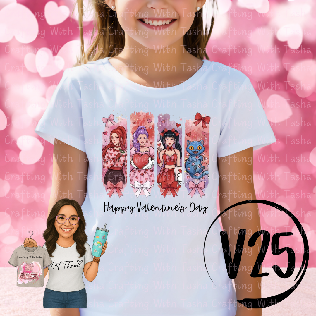 Kids Valentine Character Style Shirt | Cute Girls Love Graphic Tee | Valentine Outfit for Kids | Heart Theme Youth Shirt