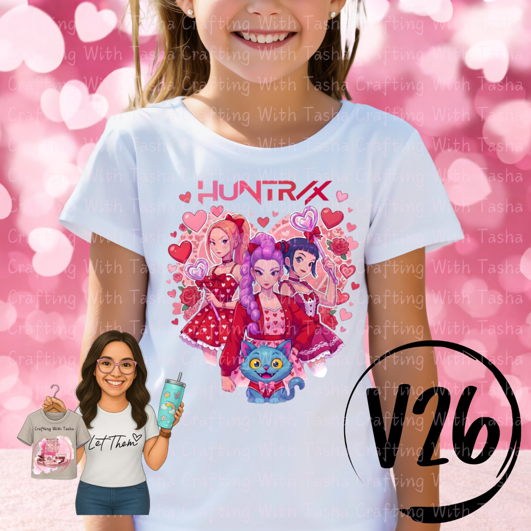 Girls Valentine Fantasy Graphic Shirt | Cute Heart Girl Squad Design | Love Theme Kids Tee | Valentine Outfit for Kids