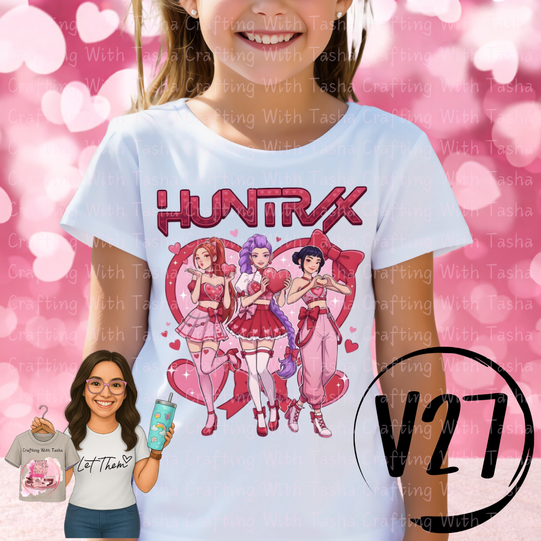 Girls Valentine Fantasy Graphic Shirt | Heart Girl Trio Design | Cute Love Theme Kids Tee | Valentine Outfit for Kids
