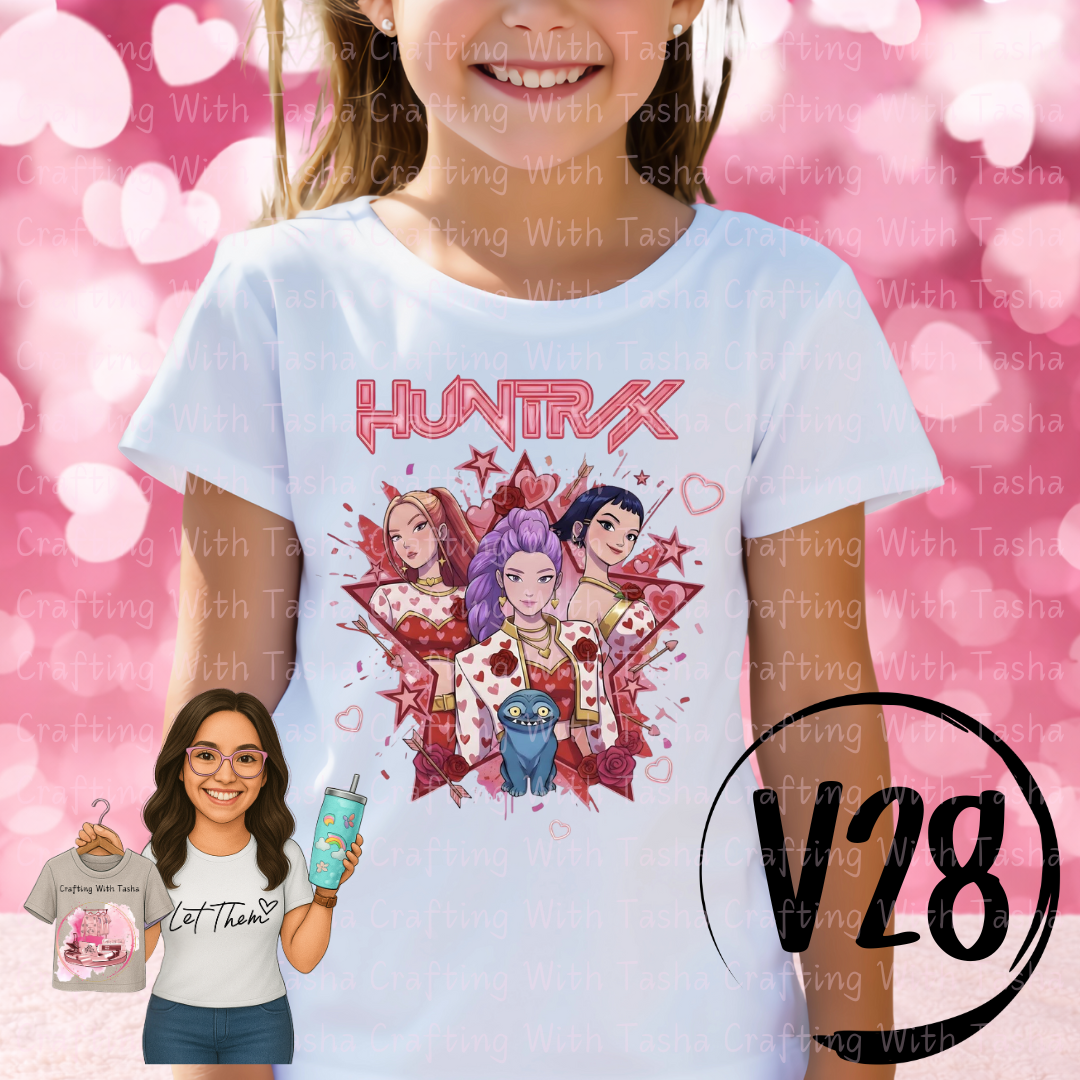 Valentine Fantasy Girl Trio Graphic Shirt | Heart & Star Illustration Kids Tee | Cute Love Theme Youth Shirt