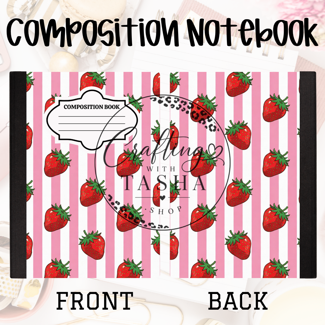 Strawberry/Stripe Composition Notebook