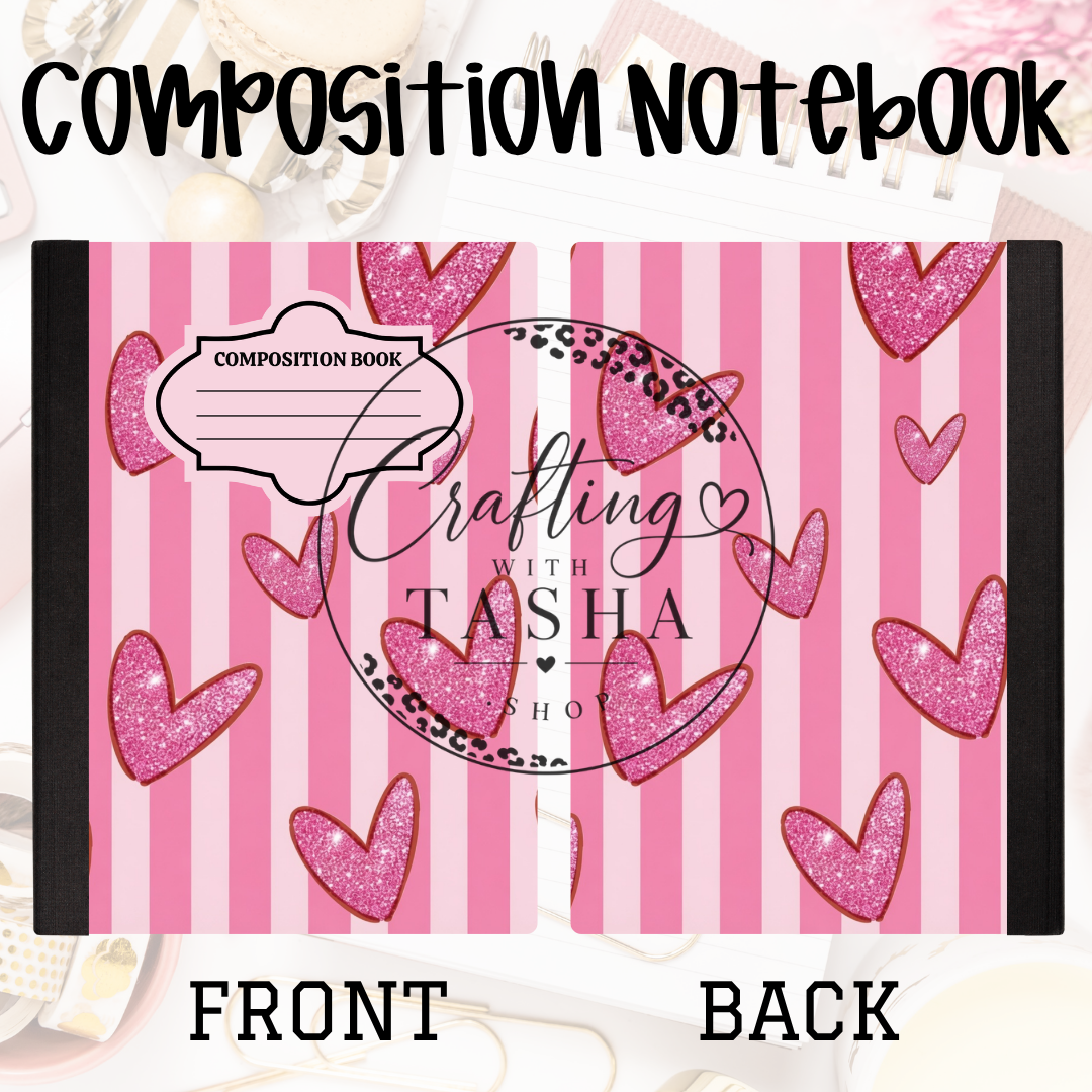 Heart/Stripe Composition Notebook