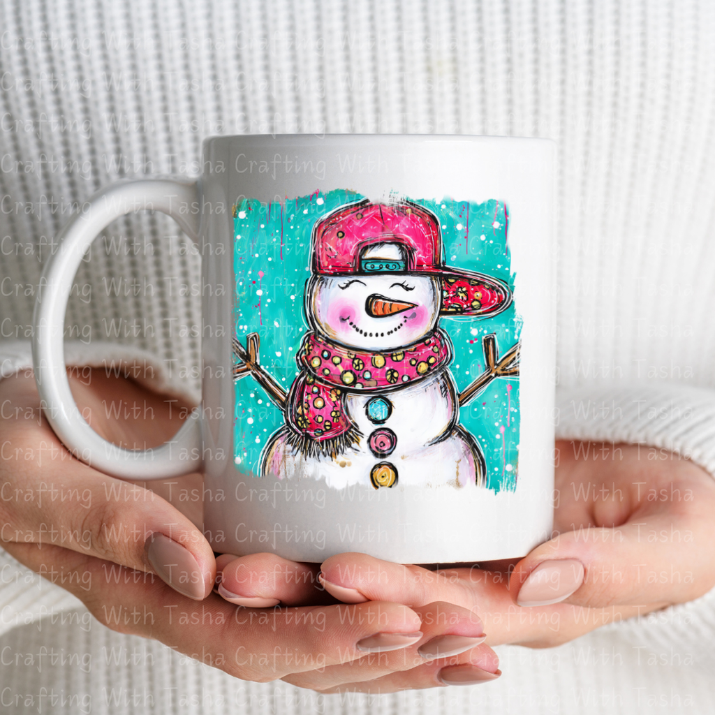Cool Snowman With Backwards Hat Christmas DTF Transfer – Kids Hip Hop Snowman Design