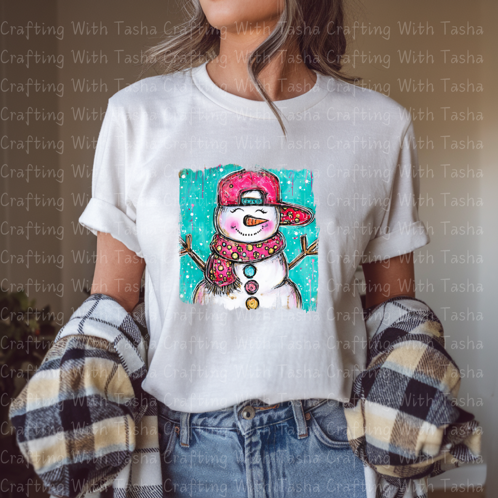 Cool Snowman With Backwards Hat Christmas DTF Transfer – Kids Hip Hop Snowman Design