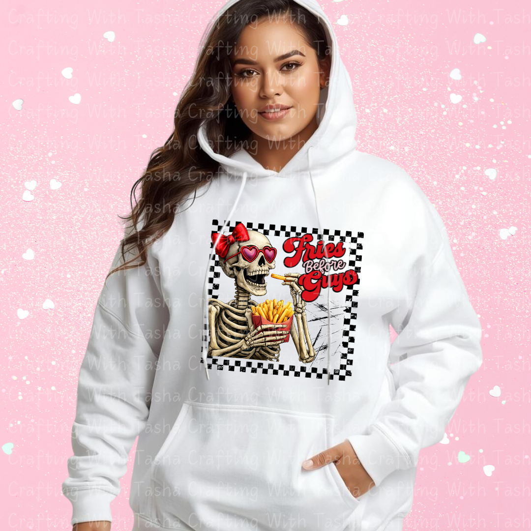 Fries Before Guys Valentine Shirt – Skeleton Graphic Apparel (Variation 3)