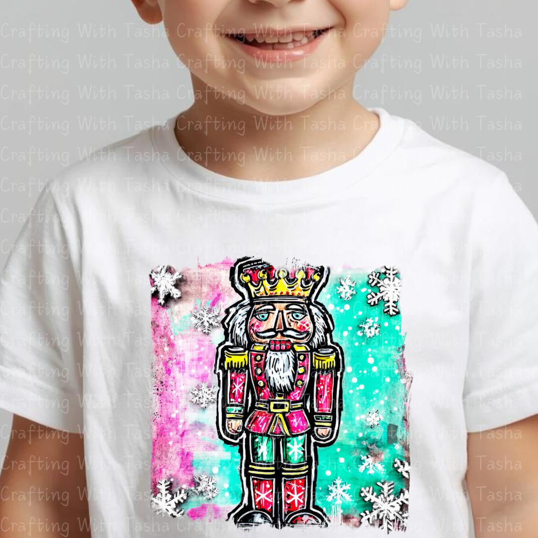 Colorful Nutcracker Christmas DTF Transfer – Retro Painted Nutcracker Holiday Design