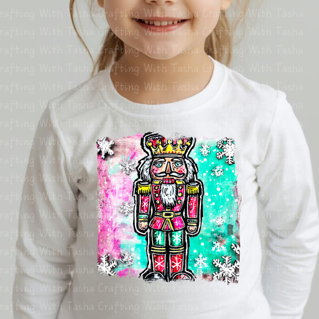 Colorful Nutcracker Christmas DTF Transfer – Retro Painted Nutcracker Holiday Design