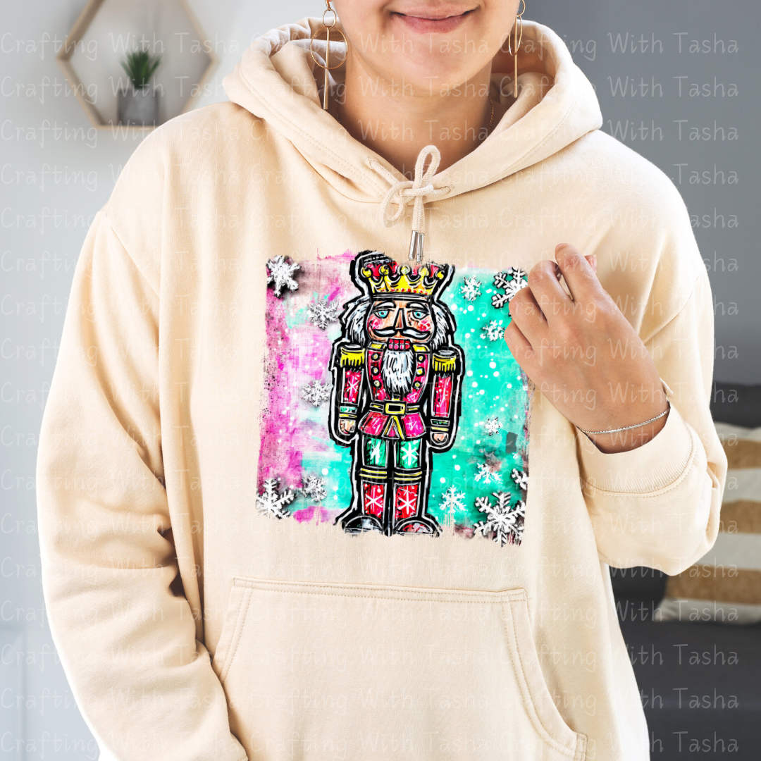 Colorful Nutcracker Christmas DTF Transfer – Retro Painted Nutcracker Holiday Design