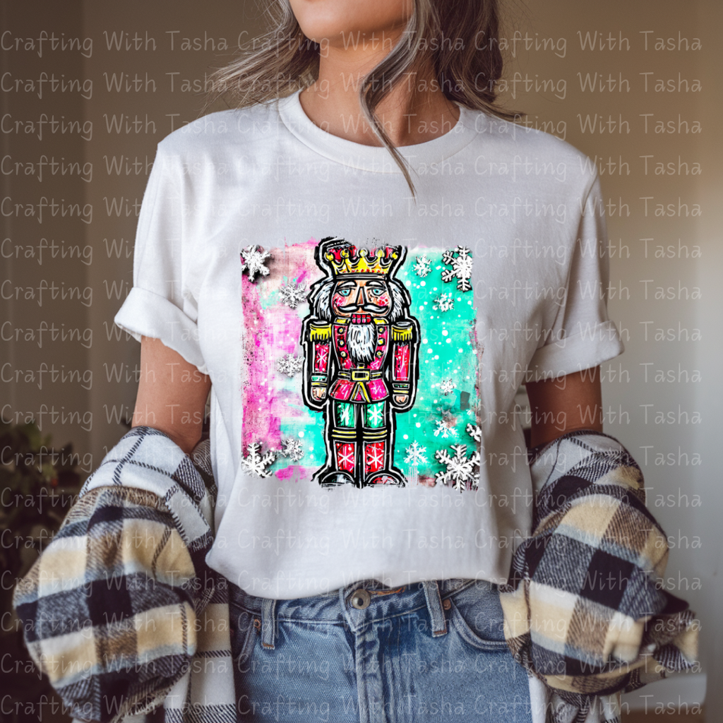 Colorful Nutcracker Christmas DTF Transfer – Retro Painted Nutcracker Holiday Design