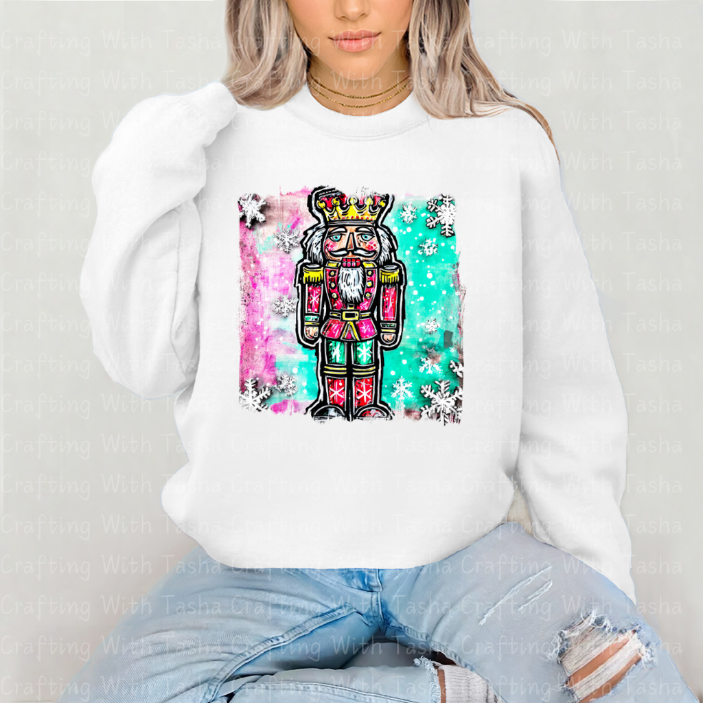 Colorful Nutcracker Christmas DTF Transfer – Retro Painted Nutcracker Holiday Design