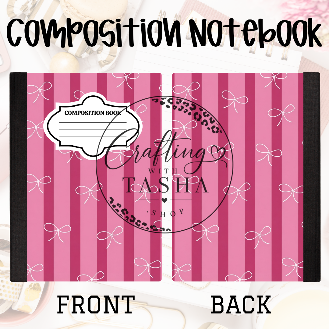 Bow/Stripe Composition Notebook