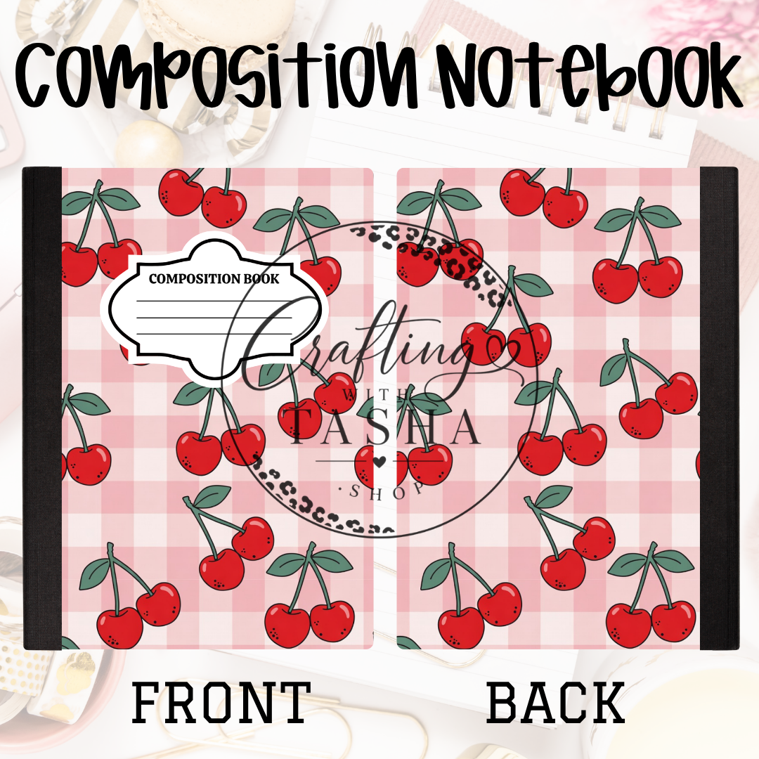 Cherry/Checkered Composition Notebook