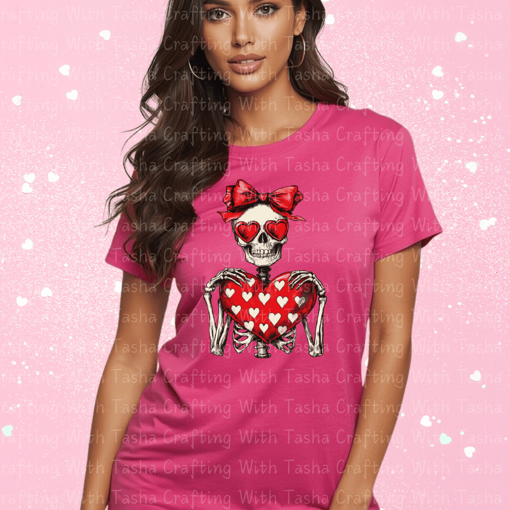 Valentine Skeleton Holding Heart Shirt – Cute Gothic Valentine Apparel