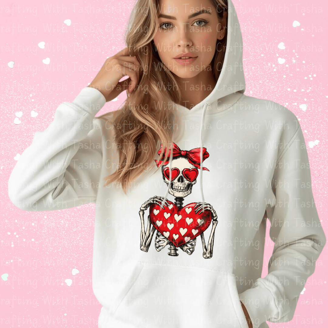 Valentine Skeleton Holding Heart Shirt – Cute Gothic Valentine Apparel