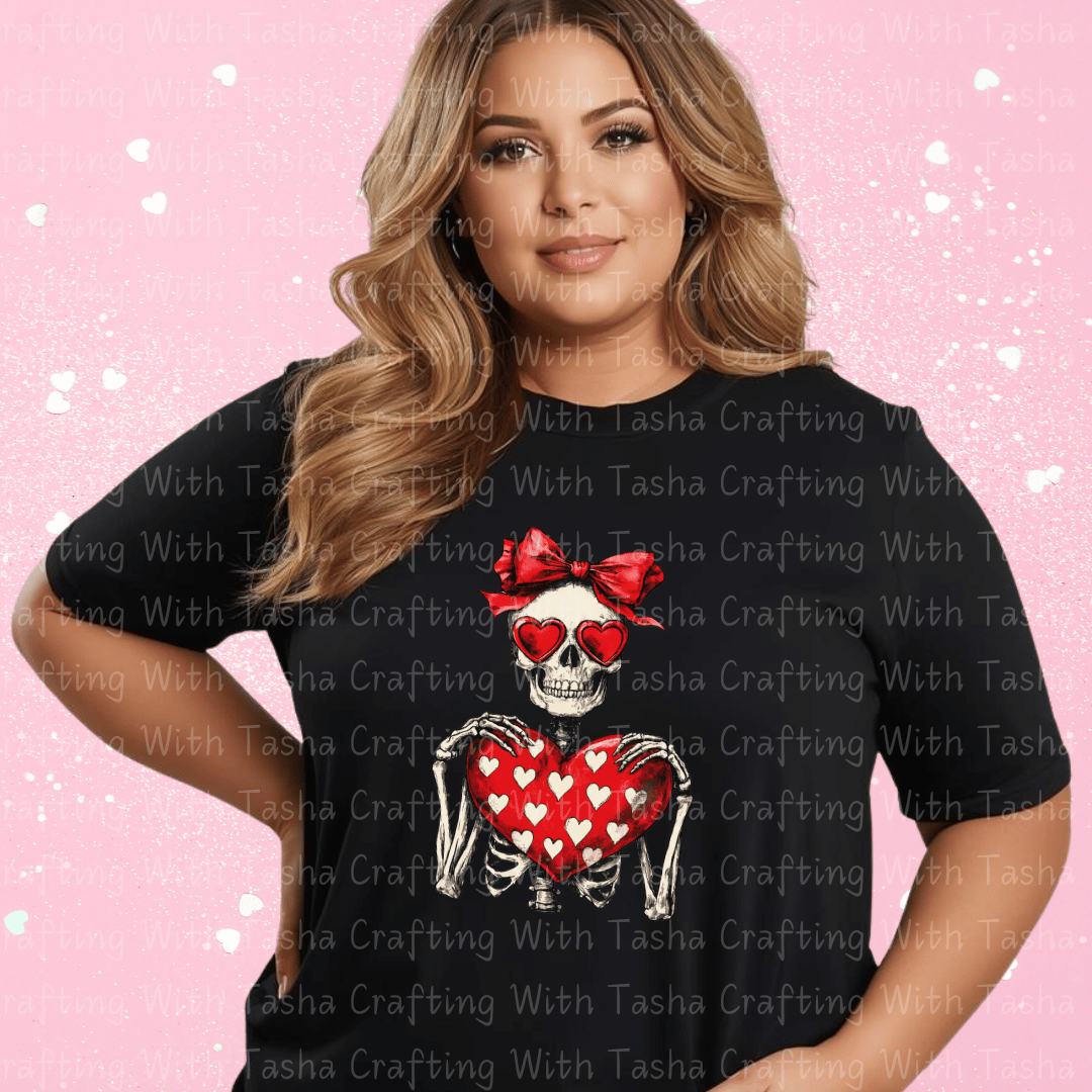 Valentine Skeleton Holding Heart Shirt – Cute Gothic Valentine Apparel