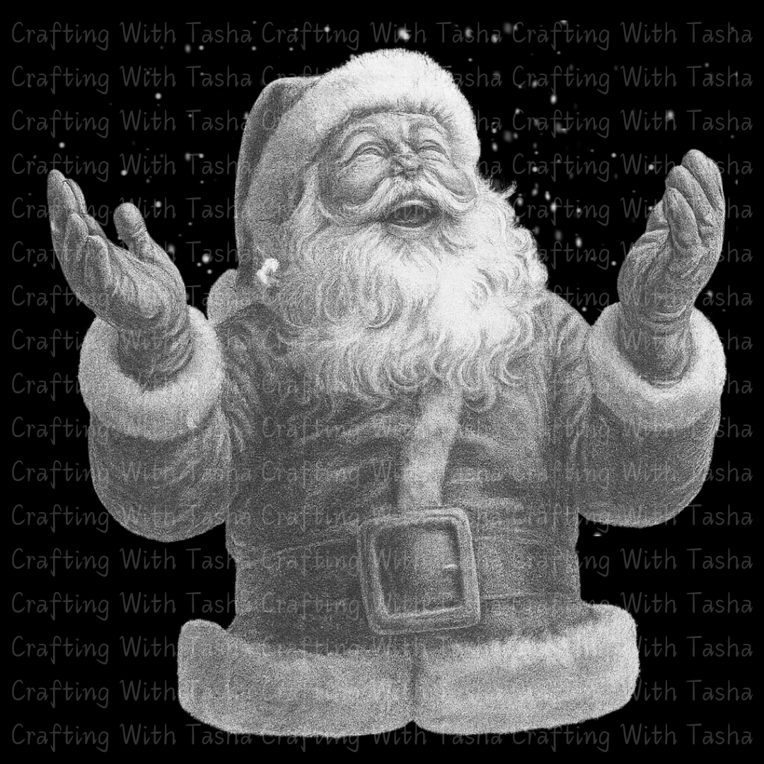 Vintage Pencil-Sketched Santa 1– Classic Christmas DTF Transfer, Retro Holiday Santa Design
