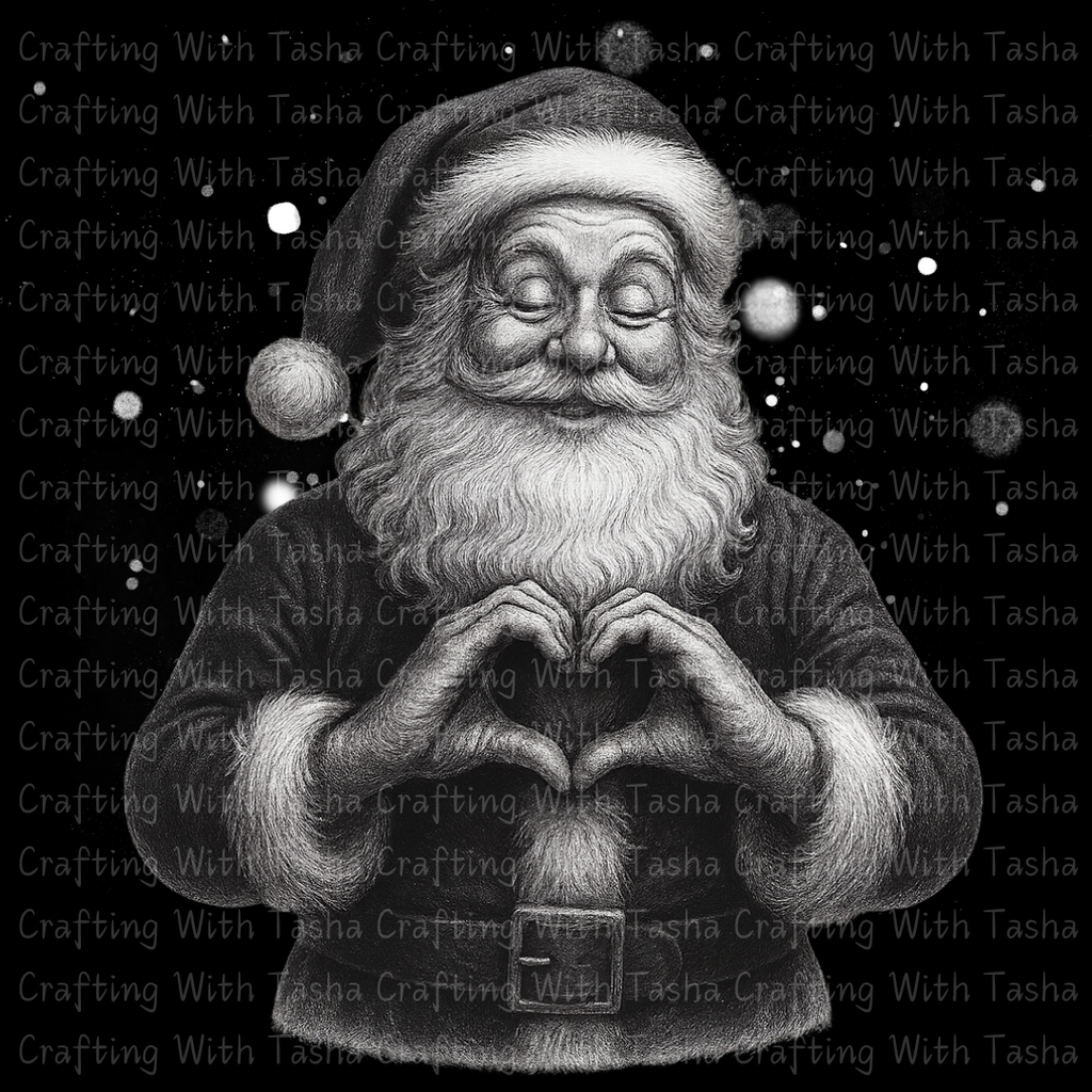 Vintage Pencil-Sketched Santa 2 – Classic Christmas DTF Transfer, Retro Holiday Santa Design