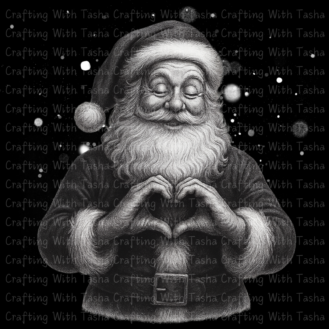 Vintage Pencil-Sketched Santa 2 – Classic Christmas DTF Transfer, Retro Holiday Santa Design