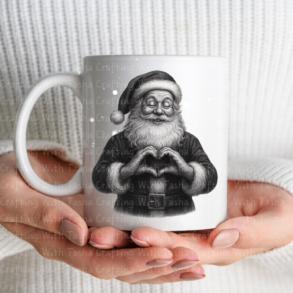 Vintage Pencil-Sketched Santa 2 – Classic Christmas DTF Transfer, Retro Holiday Santa Design