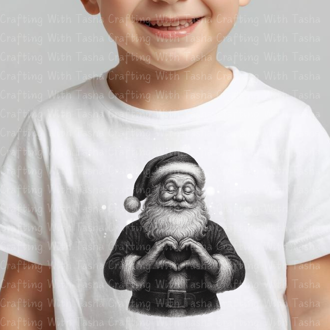 Vintage Pencil-Sketched Santa 2 – Classic Christmas DTF Transfer, Retro Holiday Santa Design