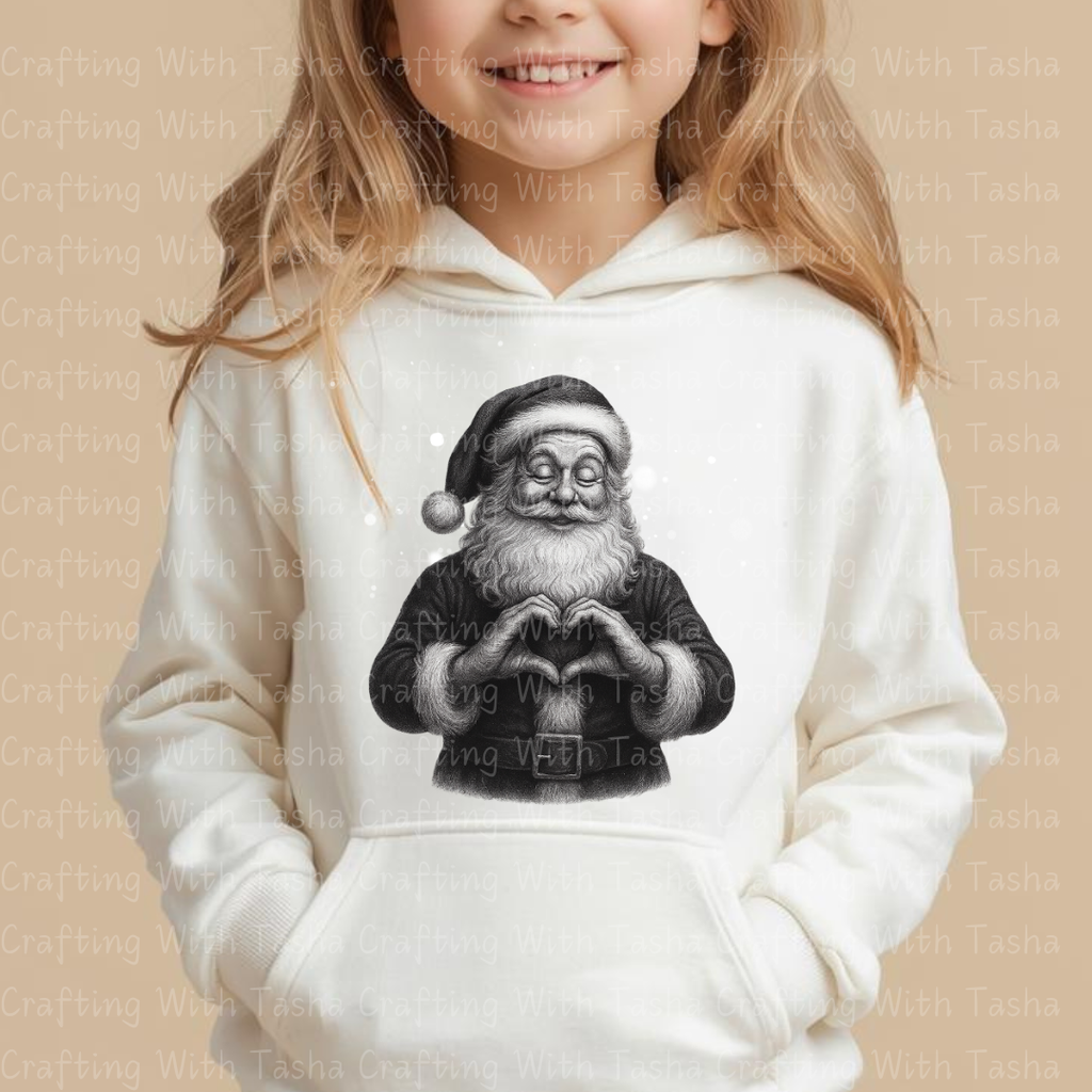 Vintage Pencil-Sketched Santa 2 – Classic Christmas DTF Transfer, Retro Holiday Santa Design