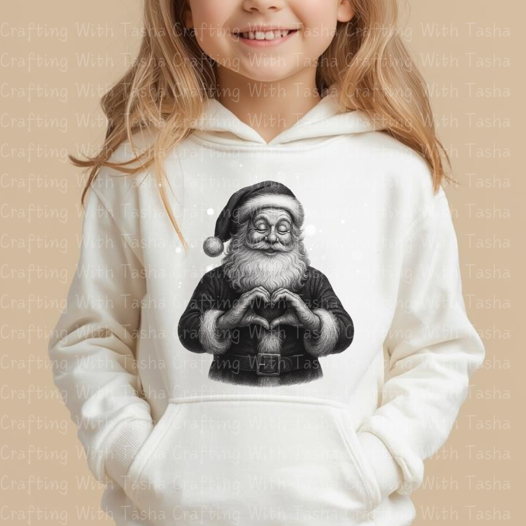 Vintage Pencil-Sketched Santa 2 – Classic Christmas DTF Transfer, Retro Holiday Santa Design