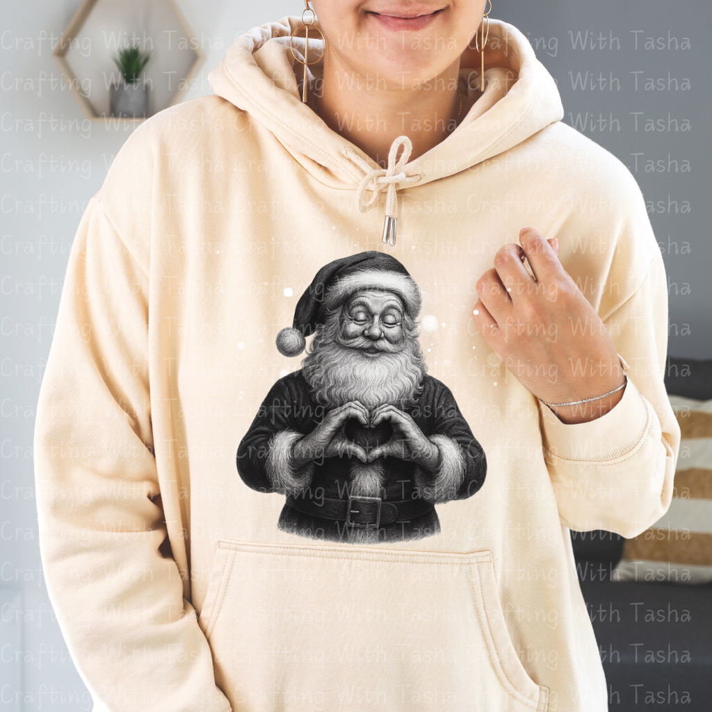 Vintage Pencil-Sketched Santa 2 – Classic Christmas DTF Transfer, Retro Holiday Santa Design