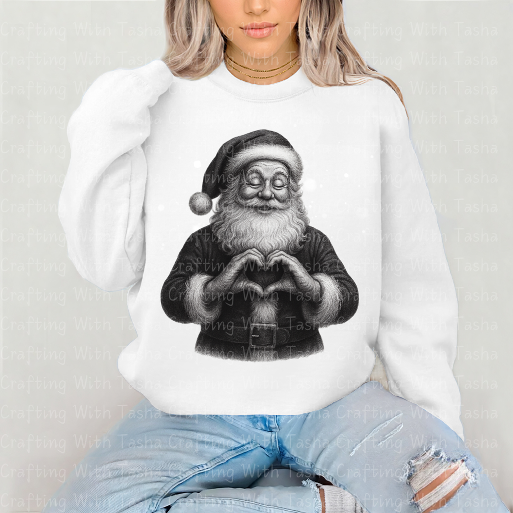 Vintage Pencil-Sketched Santa 2 – Classic Christmas DTF Transfer, Retro Holiday Santa Design