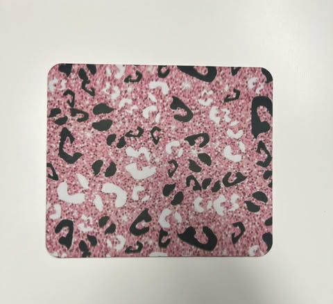Pink Glitter Leopard Print Mouse Pad – Glam Animal Print Desk Mat, Trendy Office Decor for Women, Stylish Gift Idea