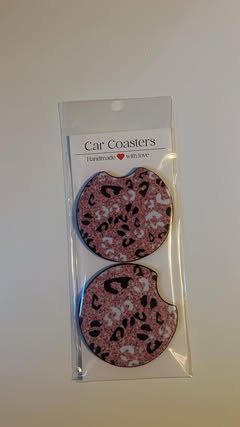 Pink Leopard Car Coaster