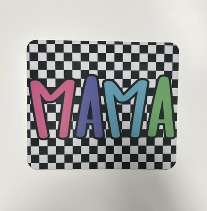 MAMA Checkerboard Mouse Pad – Retro Color Block Desk Mat, Fun Gift for Moms, Work from Home Office Decor