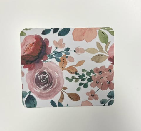 Floral Watercolor Mouse Pad – Pink & Green Garden Design, Non-Slip Office Desk Mat for Home, Laptop, or Workspace Decor