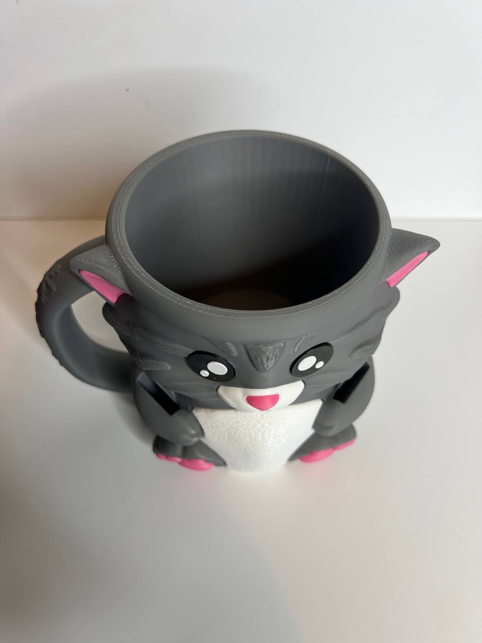 Cute Cat Pint Ice Cream & Spoon Holder – 3D Printed Dessert Cup with Built-In Spoon Slots | Reusable Pint Holder