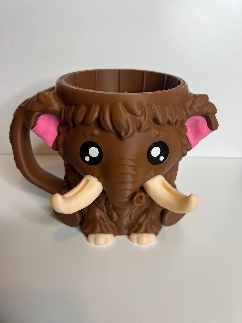 Cute Mammoth Pint Ice Cream & Spoon Holder – 3D Printed Dessert Cup with Built-In Spoon Slots | Reusable Pint Holder
