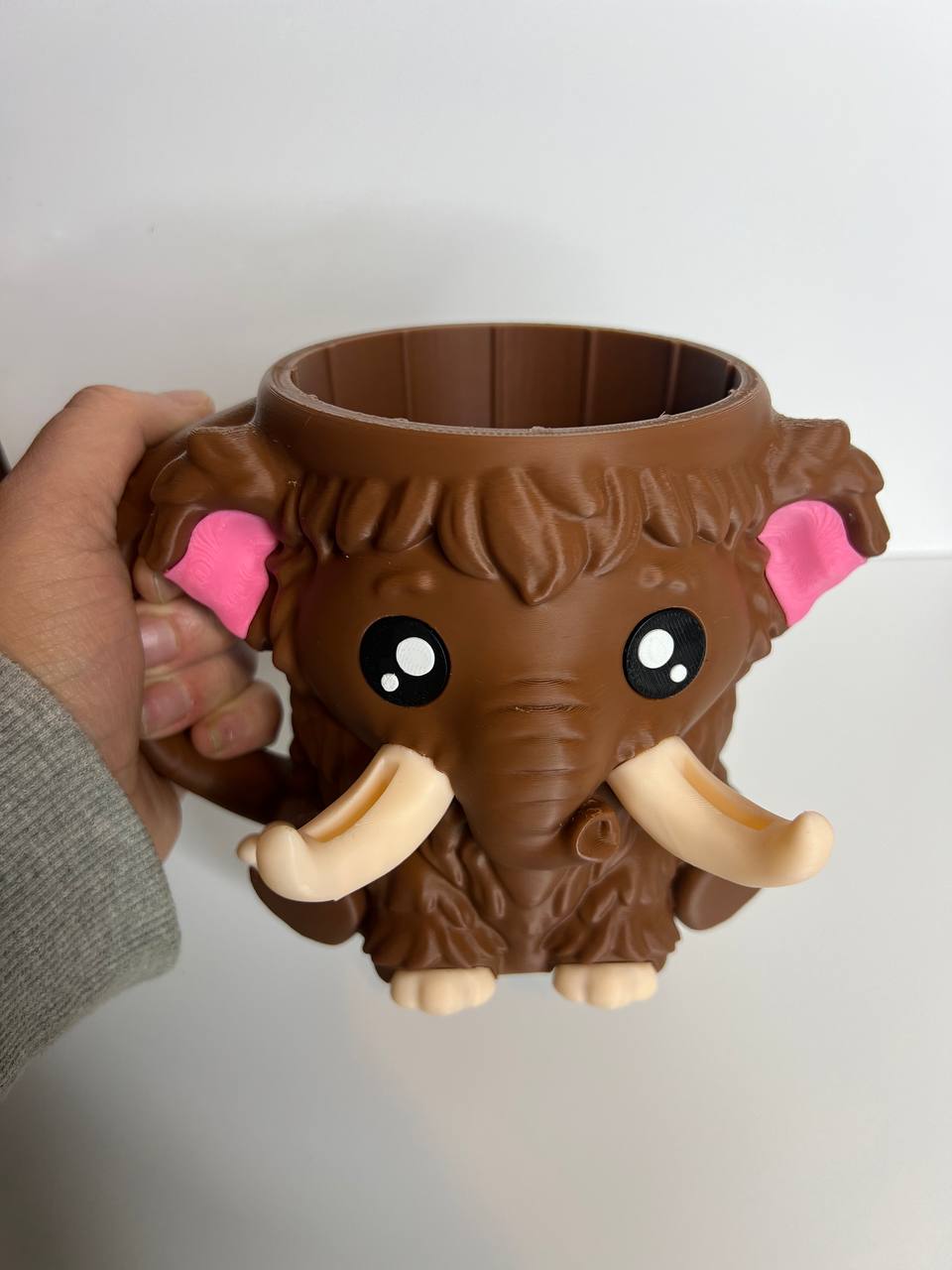 Cute Mammoth Pint Ice Cream & Spoon Holder – 3D Printed Dessert Cup with Built-In Spoon Slots | Reusable Pint Holder