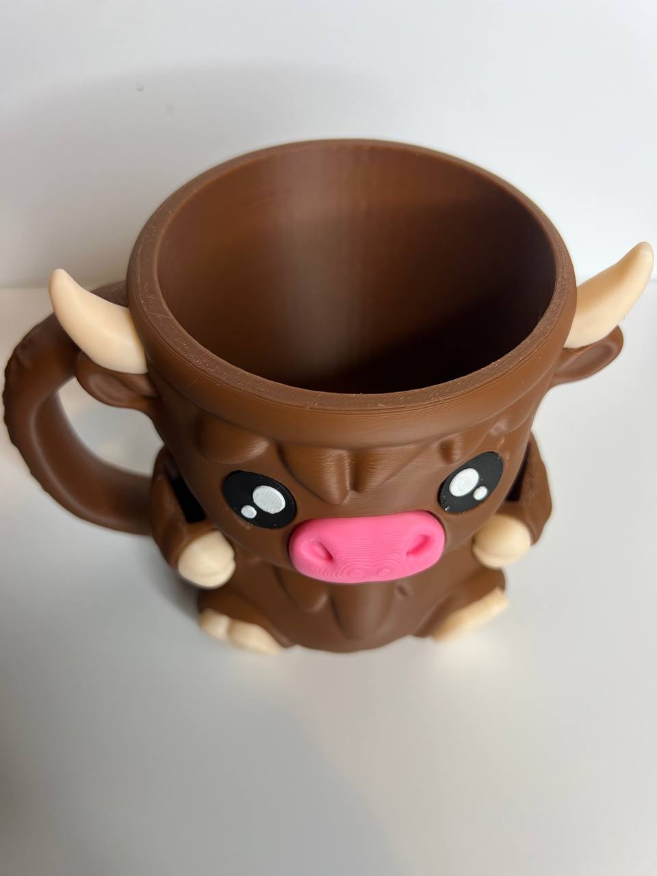 Cute Highland Cow Pint Ice Cream & Spoon Holder – 3D Printed Dessert Cup with Built-In Spoon Slots | Reusable Pint Holder