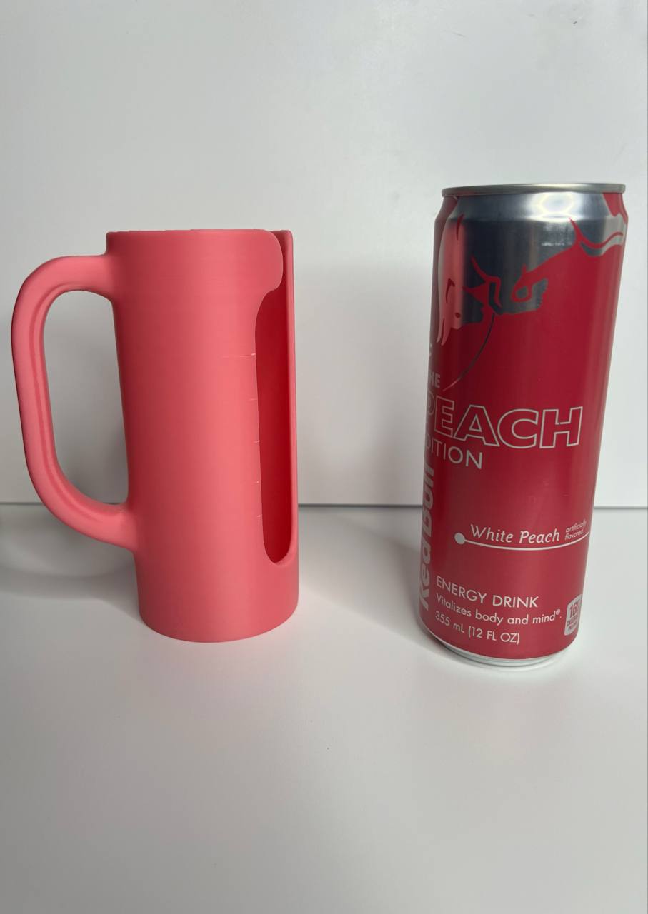 3D Printed Can Holder with Handle – Reusable Energy Drink Cup Sleeve | Fits 12oz Slim Cans