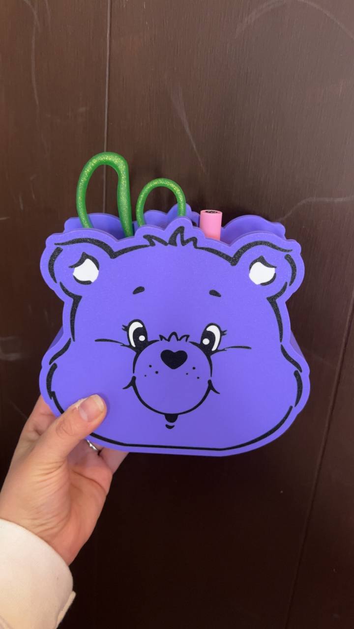 3D Printed Cute Bear of Care Desk Organizer | Craft Tool Holder | Vinyl & Tumbler Tool Storage | Kawaii Craft Organizer