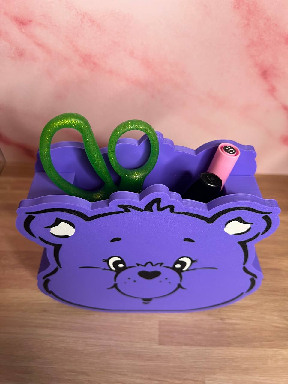 3D Printed Cute Bear of Care Desk Organizer | Craft Tool Holder | Vinyl & Tumbler Tool Storage | Kawaii Craft Organizer