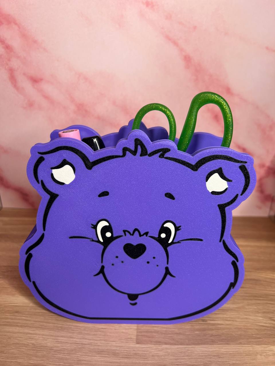 3D Printed Cute Bear of Care Desk Organizer | Craft Tool Holder | Vinyl & Tumbler Tool Storage | Kawaii Craft Organizer