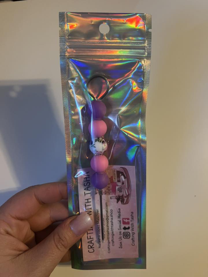 Purple Ombre Crafter Pokey Pen – Beaded Vinyl Weeding Tool for Cricut, Resin & DIY Projects