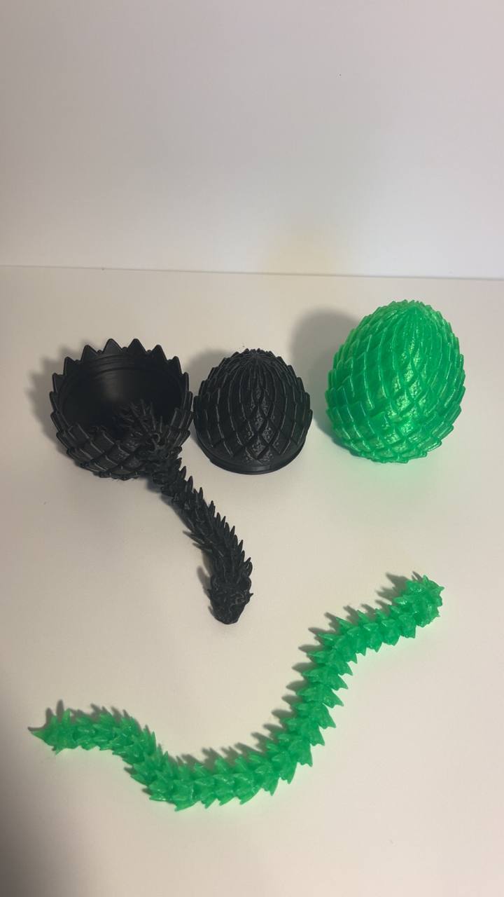 3D Printed Articulated Dragon with Dragon Egg – Fantasy Desk Toy & Collectible