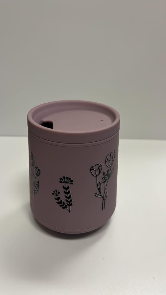 Matte Mauve Floral Wine Tumbler with Lid – Insulated Stainless Steel Cup for Wine, Coffee & Tea