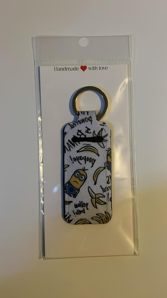 Banana Fun Lip Balm Holder Keychain – Handmade Cartoon-Inspired Chapstick Holder for Bags, Purses & Gifts