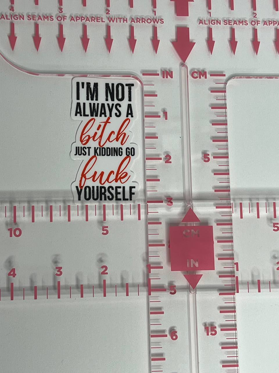 Measurement tool with text and ruler markings